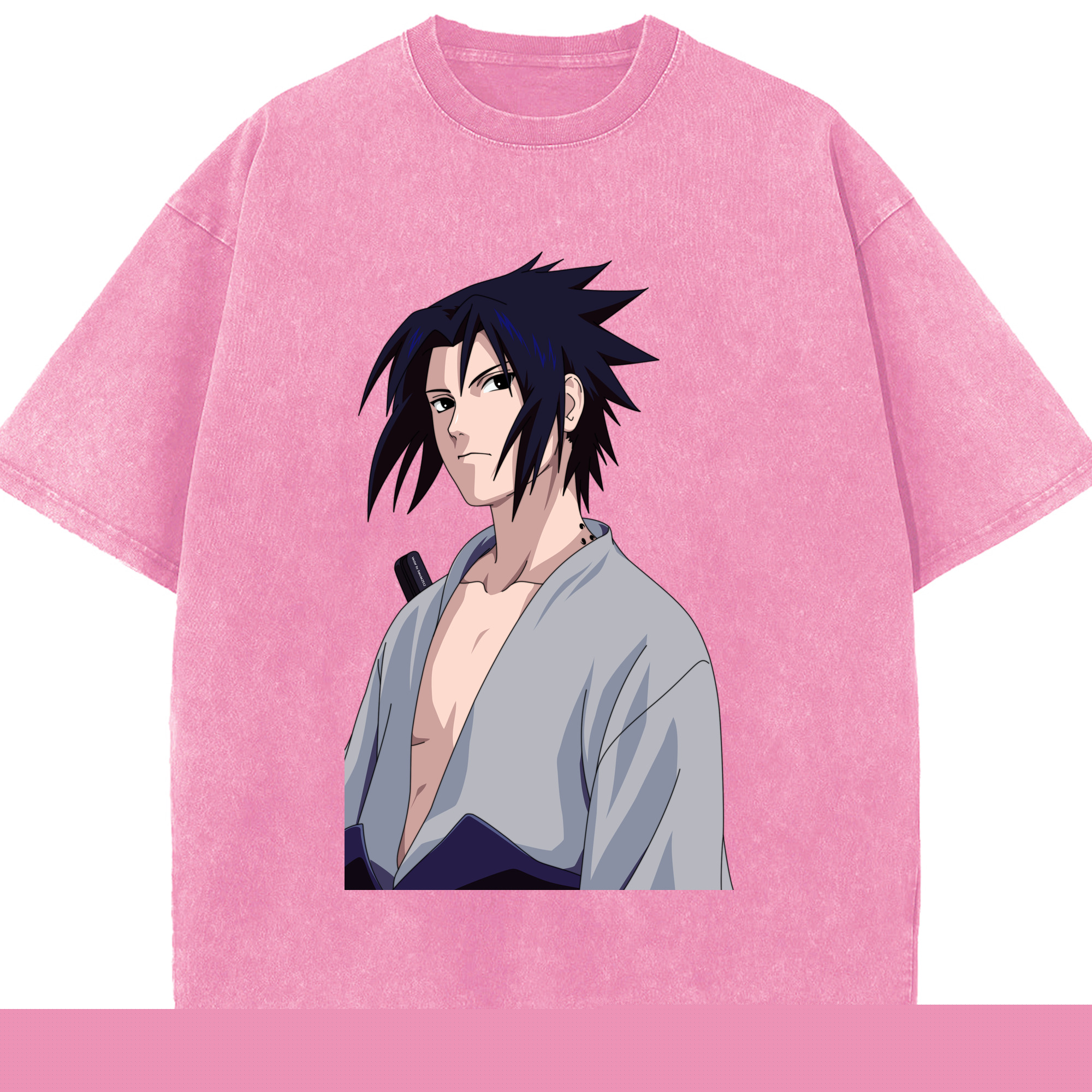 （画像用） NARUTO -ナルト- うちは サスケ Uchiha Sasuke 綿100% ヴィンテージ風 半袖Tシャツ（フロントプリント）